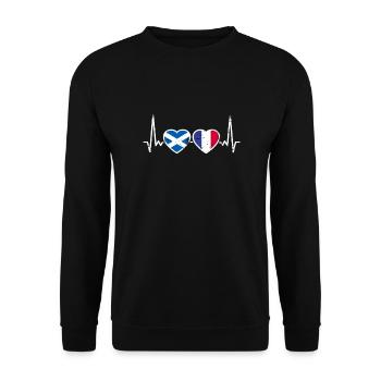 Scotland France Vintage Heartbeat Flag - Unisex Sweatshirt - black - Front - Alina (178cm) & Michal (187cm)