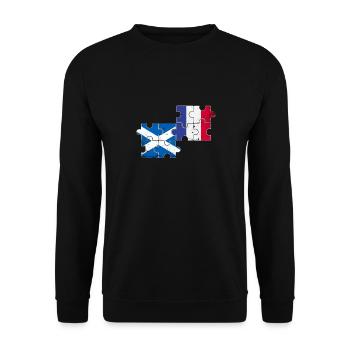Schottland Frankreich Vintage Flagge Schotte - Unisex Pullover - Schwarz - Vorne - Alina (178cm) & Michal (187cm)