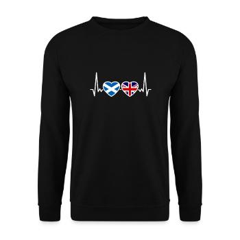 Scotland UK Heartbeat Flag Scottish - Unisex Sweatshirt - black - Front - Alina (178cm) & Michal (187cm)