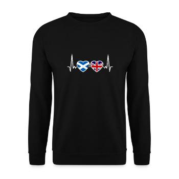 Schottland UK Vintage Herzschlag Flagge Schottisch - Unisex Pullover - Schwarz - Vorne - Alina (178cm) & Michal (187cm)