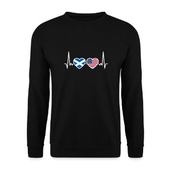 Scotland USA Heartbeat Flag Scottish - Unisex Sweatshirt - black - Front - Alina (178cm) & Michal (187cm)