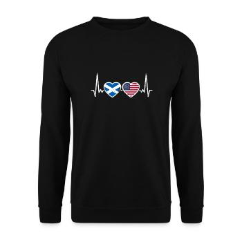 Schottland USA Vintage Herzschlag Flagge - Unisex Pullover - Schwarz - Vorne - Alina (178cm) & Michal (187cm)