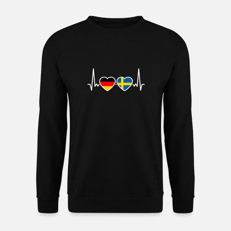 Schweden Deutschland Herzschlag Flagge Schwede - Unisex Pullover - Schwarz