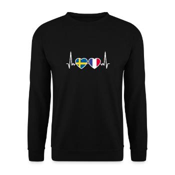 Suède, France, Heartbeat, Drapeau, Suède - Sweat-shirt Unisexe - noir - Devant - Alina (178cm) & Michal (187cm)