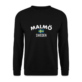 Malmö Sweden Schweden Schwedische Flagge Schwede - Unisex Pullover - Schwarz - Vorne - Alina (178cm) & Michal (187cm)