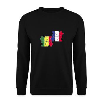 Senegal France Flag French Senegalese - Unisex Sweatshirt - black - Front - Alina (178cm) & Michal (187cm)
