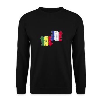 Sénégal France Vintage Drapeau Sénégalais - Sweat-shirt Unisexe - noir - Devant - Alina (178cm) & Michal (187cm)