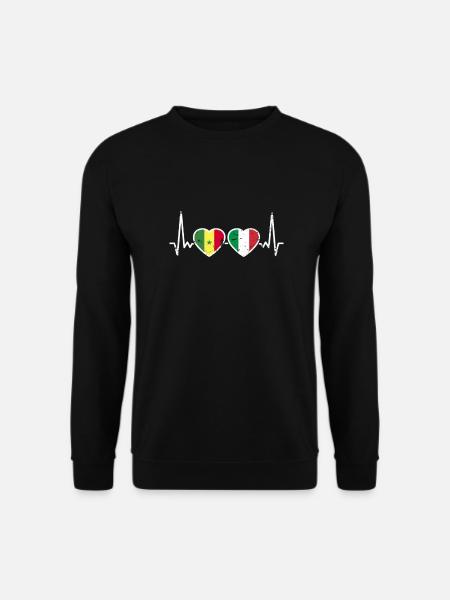 Sénégal Italie Vintage Heartbeat drapeau - Sweat-shirt Unisexe - noir
