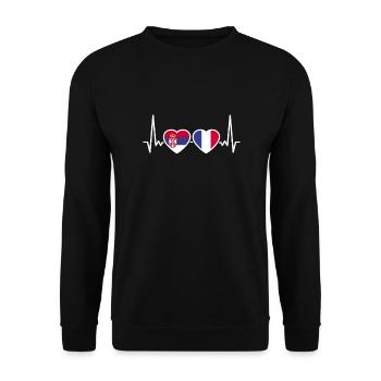 Serbia France Heartbeat Flag Serbia - Unisex Sweatshirt - black - Front - Alina (178cm) & Michal (187cm)