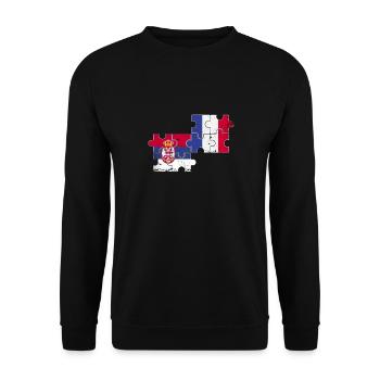 Serbia France Vintage Flag French Serb - Unisex Sweatshirt - black - Front - Alina (178cm) & Michal (187cm)