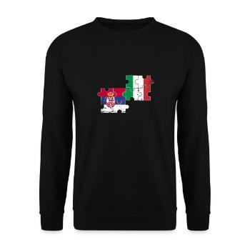 Serbia Italy Vintage Flag Italian Serb - Unisex Sweatshirt - black - Front - Alina (178cm) & Michal (187cm)