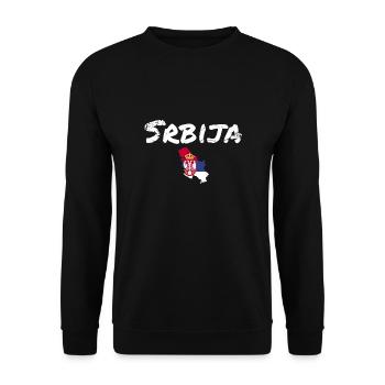 Srbija Vintage Card Serbian Flag Serbian - Unisex Sweatshirt - black - Front - Alina (178cm) & Michal (187cm)
