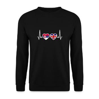 Serbia UK Heartbeat Flag British Serb - Unisex Sweatshirt - black - Front - Alina (178cm) & Michal (187cm)