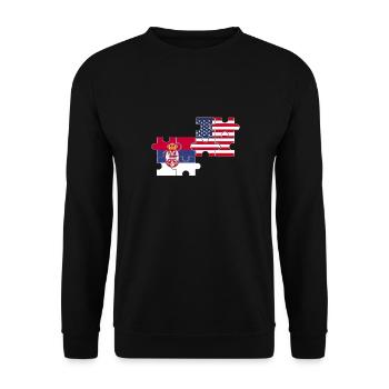 Serbia USA Flag American Serb - Unisex Sweatshirt - black - Front - Alina (178cm) & Michal (187cm)