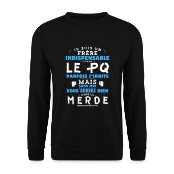 J'aime mon frère PQ - idée cadeau humour frangin - Sweat-shirt Unisexe - noir - Devant - Alina (178cm) & Michal (187cm)