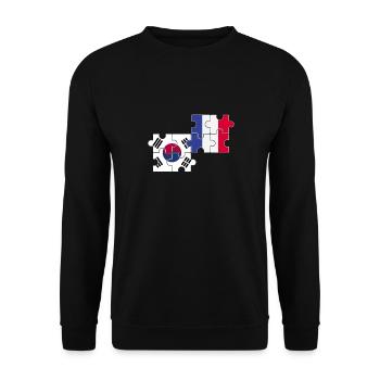 Corée du Sud France Drapeau France Corée du Sud - Sweat-shirt Unisexe - noir - Devant - Alina (178cm) & Michal (187cm)