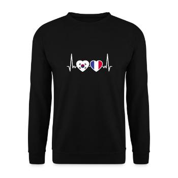 South Korea France Heartbeat Flag South Korean - Unisex Sweatshirt - black - Front - Alina (178cm) & Michal (187cm)