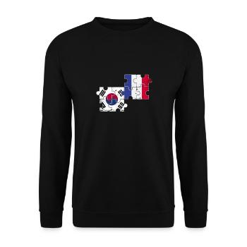Corée du Sud France Vintage drapeau sud-coréen - Sweat-shirt Unisexe - noir - Devant - Alina (178cm) & Michal (187cm)