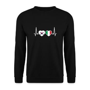 South Korea Italy Heartbeat Flag South Korean - Unisex Sweatshirt - black - Front - Alina (178cm) & Michal (187cm)