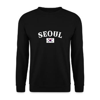 Seoul Vintage Südkorea Flagge Koreaner - Unisex Pullover - Schwarz - Vorne - Alina (178cm) & Michal (187cm)