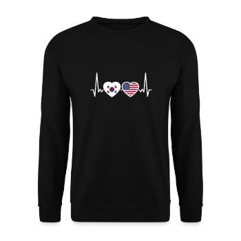 Corée du Sud, Etats-Unis, Heartbeat, Drapeau, Américain, Coréen - Sweat-shirt Unisexe - noir - Devant - Alina (178cm) & Michal (187cm)