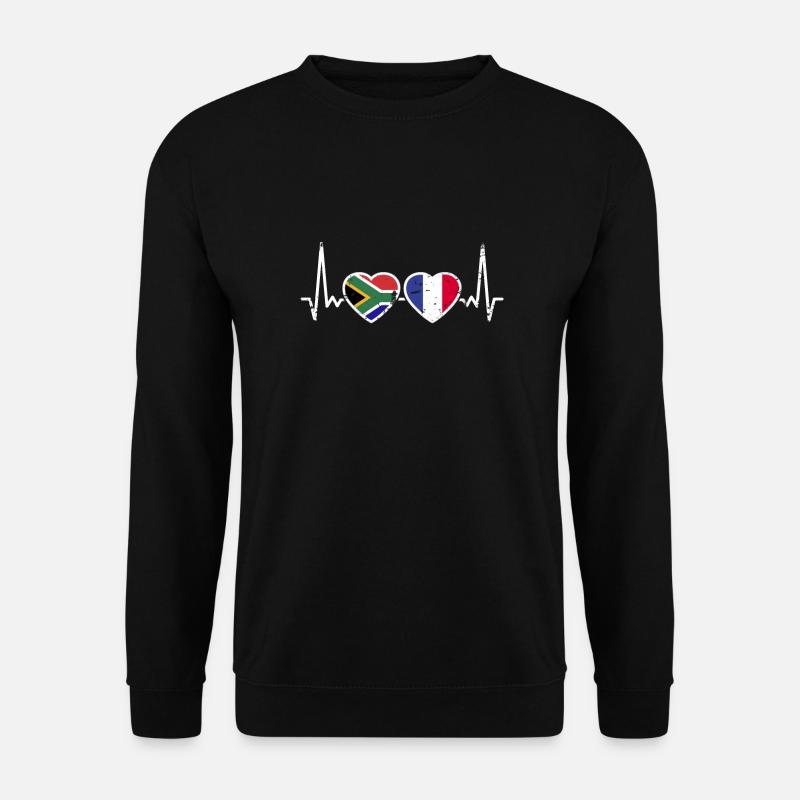 Südafrika Frankreich Vintage Herzschlag Flagge - Unisex Pullover - Schwarz