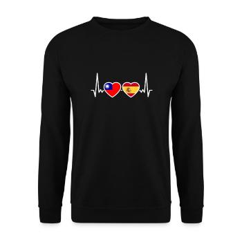 Taiwan Spain Heartbeat Flag Spanish Taiwanese - Unisex Sweatshirt - black - Front - Alina (178cm) & Michal (187cm)