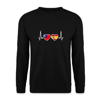 Taiwan Spain Vintage Heartbeat Flag Taiwanese - Unisex Sweatshirt - black - Front - Alina (178cm) & Michal (187cm)