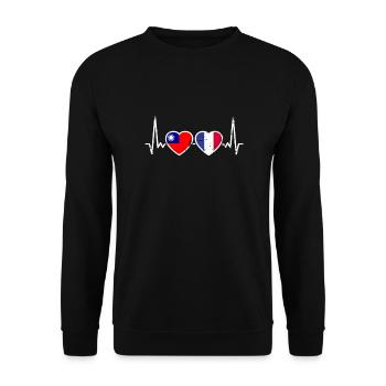 Taiwan France Vintage Heartbeat Flag - Unisex Sweatshirt - black - Front - Alina (178cm) & Michal (187cm)