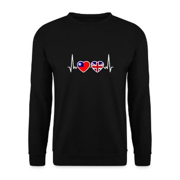 Taiwan UK Heartbeat Flag British Taiwanese - Unisex Sweatshirt - black - Front - Alina (178cm) & Michal (187cm)