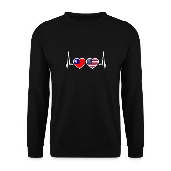 Taiwan USA Heartbeat Flag American Taiwanese - Unisex Sweatshirt - black - Front - Alina (178cm) & Michal (187cm)