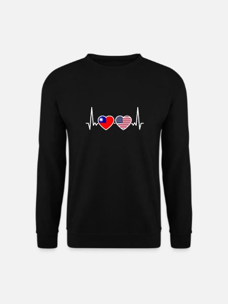 Taiwan USA Herzschlag Flagge Amerikaner Taiwaner - Unisex Pullover - Schwarz