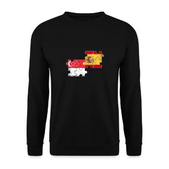 Singapur Spanien Vintage Flagge Singapurer - Unisex Pullover - Schwarz - Vorne - Alina (178cm) & Michal (187cm)