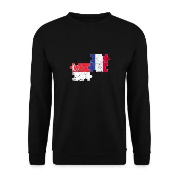 Singapur Frankreich Vintage Flagge Singapurer - Unisex Pullover - Schwarz - Vorne - Alina (178cm) & Michal (187cm)