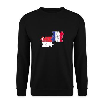Singapur Frankreich Flagge Französisch Singapurer - Unisex Pullover - Schwarz - Vorne - Alina (178cm) & Michal (187cm)