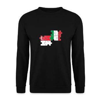 Singapur Italien Flagge Italiener Singapurer - Unisex Pullover - Schwarz - Vorne - Alina (178cm) & Michal (187cm)