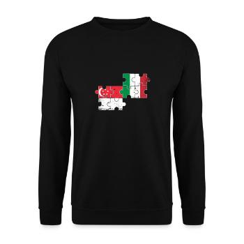 Singapur Italien Vintage Flagge Singapurer - Unisex Pullover - Schwarz - Vorne - Alina (178cm) & Michal (187cm)
