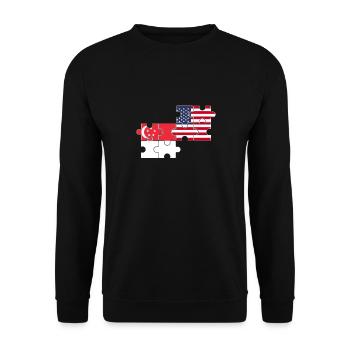 Singapur USA Flagge Amerikaner Singapurer - Unisex Pullover - Schwarz - Vorne - Alina (178cm) & Michal (187cm)