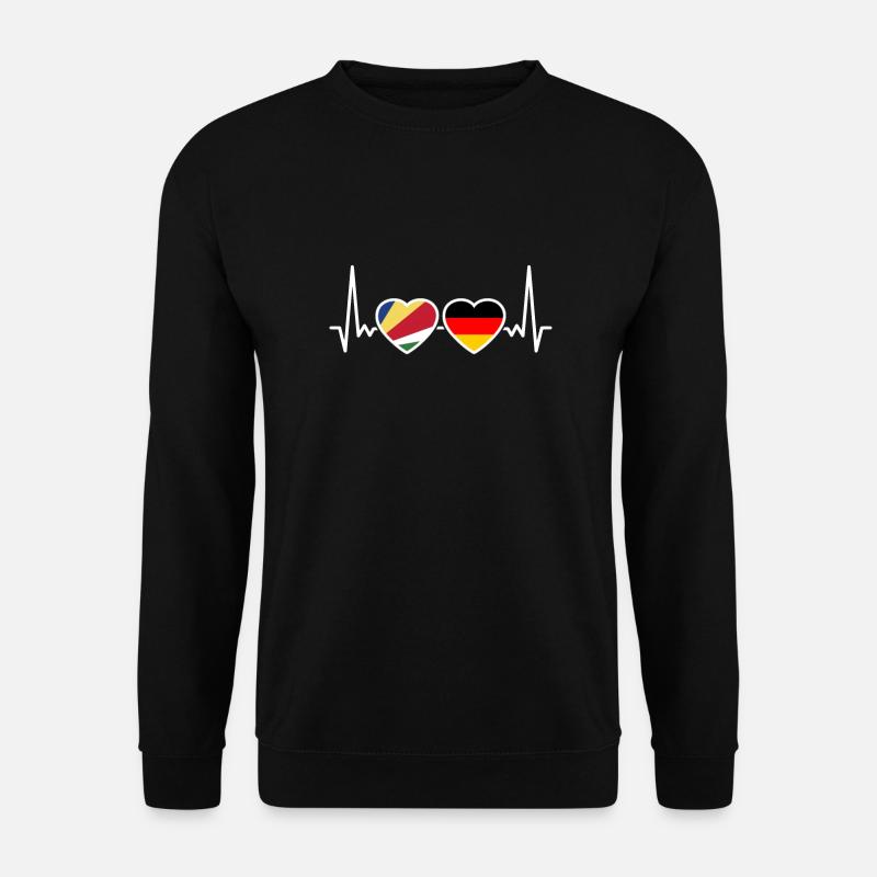 Seychellen Deutschland Herzschlag Flagge - Unisex Pullover - Schwarz
