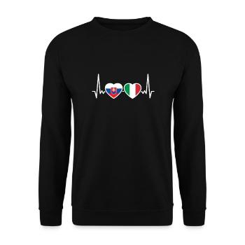 Slovakia Italy Heartbeat Flag Slovak - Unisex Sweatshirt - black - Front - Alina (178cm) & Michal (187cm)