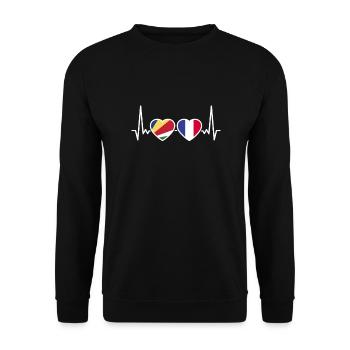 Seychelles France Heartbeat Flag Seychelles - Sweat-shirt Unisexe - noir - Devant - Alina (178cm) & Michal (187cm)