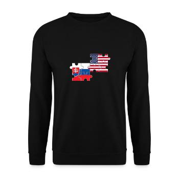 Slowakei USA Flagge Amerikanisch Slowakisch - Unisex Pullover - Schwarz - Vorne - Alina (178cm) & Michal (187cm)