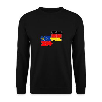 Liechtenstein Deutschland Flagge Liechtensteiner - Unisex Pullover - Schwarz - Vorne - Alina (178cm) & Michal (187cm)