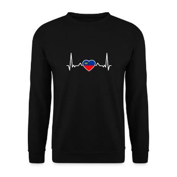 Liechtenstein Herzschlag Liechtensteiner Flagge - Unisex Pullover - Schwarz - Vorne - Alina (178cm) & Michal (187cm)