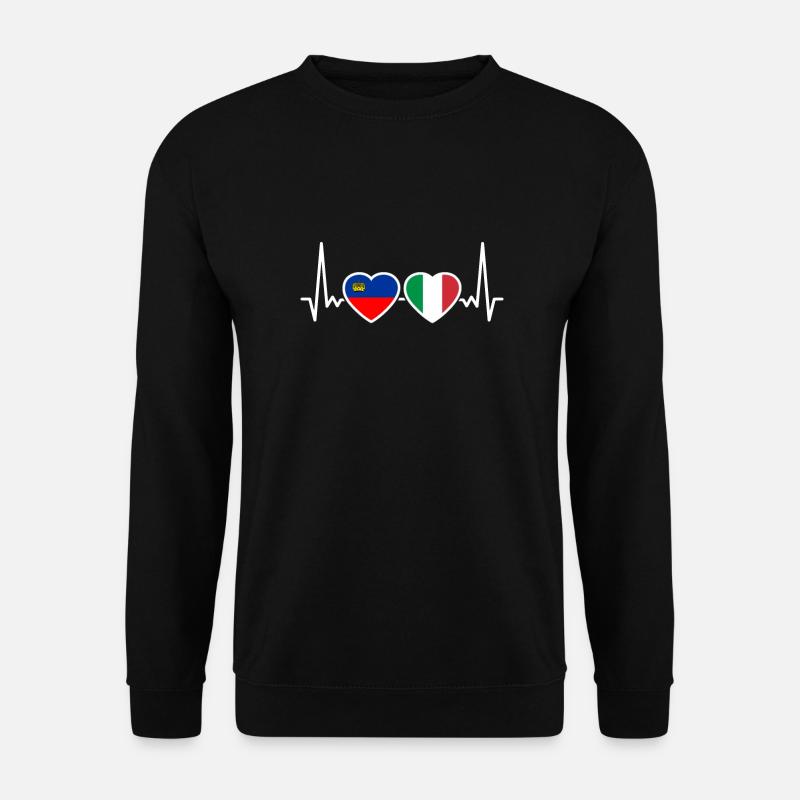 Liechtenstein Italien Herzschlag Flagge - Unisex Pullover - Schwarz