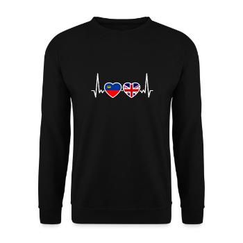 Liechtenstein UK Heartbeat Flag British - Unisex Sweatshirt - black - Front - Alina (178cm) & Michal (187cm)