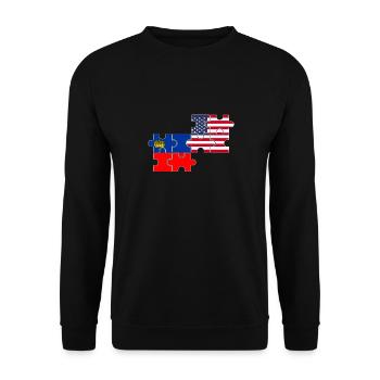 Liechtenstein USA Flagge Liechtensteiner - Unisex Pullover - Schwarz - Vorne - Alina (178cm) & Michal (187cm)