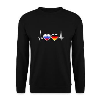 Slovenia Germany Heartbeat Flag Slovenian - Unisex Sweatshirt - black - Front - Alina (178cm) & Michal (187cm)