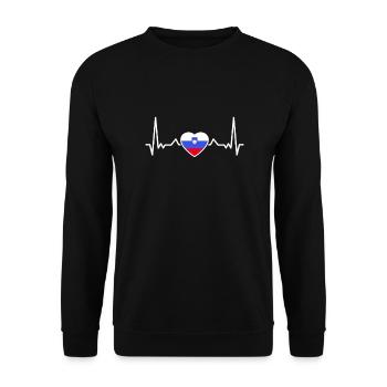 Slowenien Herzschlag Slowenische Flagge Slowene - Unisex Pullover - Schwarz - Vorne - Alina (178cm) & Michal (187cm)