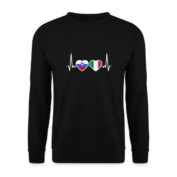 Slovenia Italy Heartbeat Flag Slovenian - Unisex Sweatshirt - black - Front - Alina (178cm) & Michal (187cm)